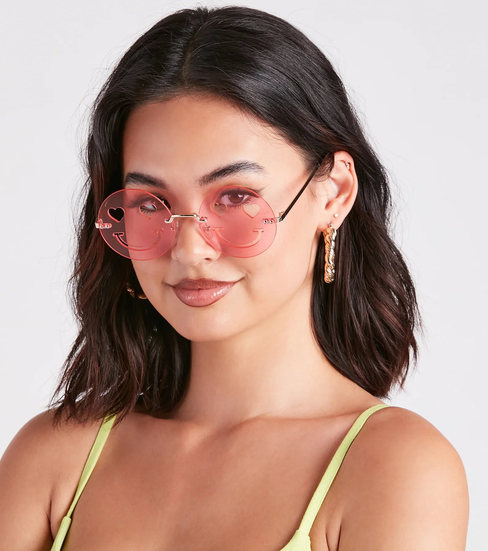 Trendy Happy Face Statement Sunglasses - Image 2