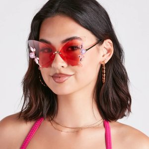 Butterfly Babe Rhinestone Statement Sunglasses