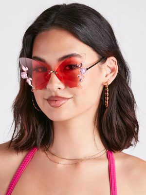 Butterfly Babe Rhinestone Statement Sunglasses