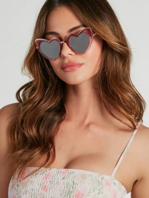 Adorably Fun Glitter Heart Sunglasses