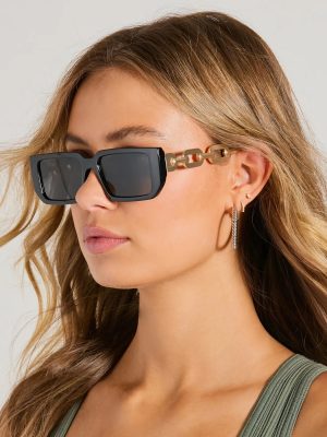 Cool Icon Chain-Link Rectangle Sunglasses