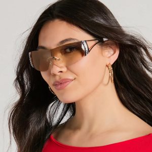 The Vibe Rhinestone Star Clear Shield Sunglasses