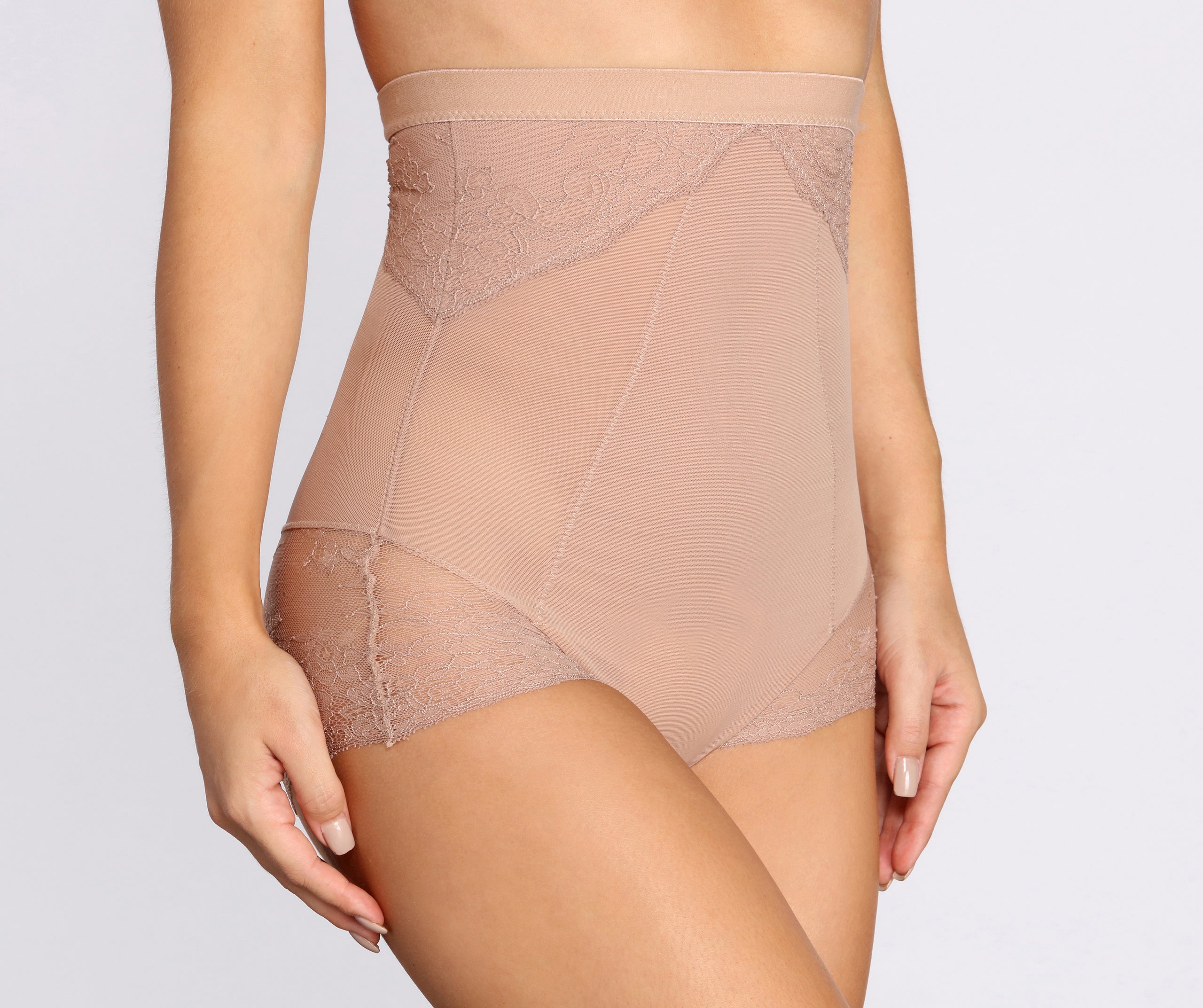 Sheer Mesh Lace Trim Shaper Short - Image 2