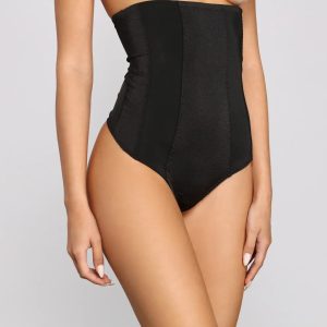 Mesh Insert High Waist Shaper Thong