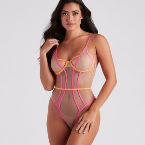 Tempting In Two Tone Lingerie Bodysuit