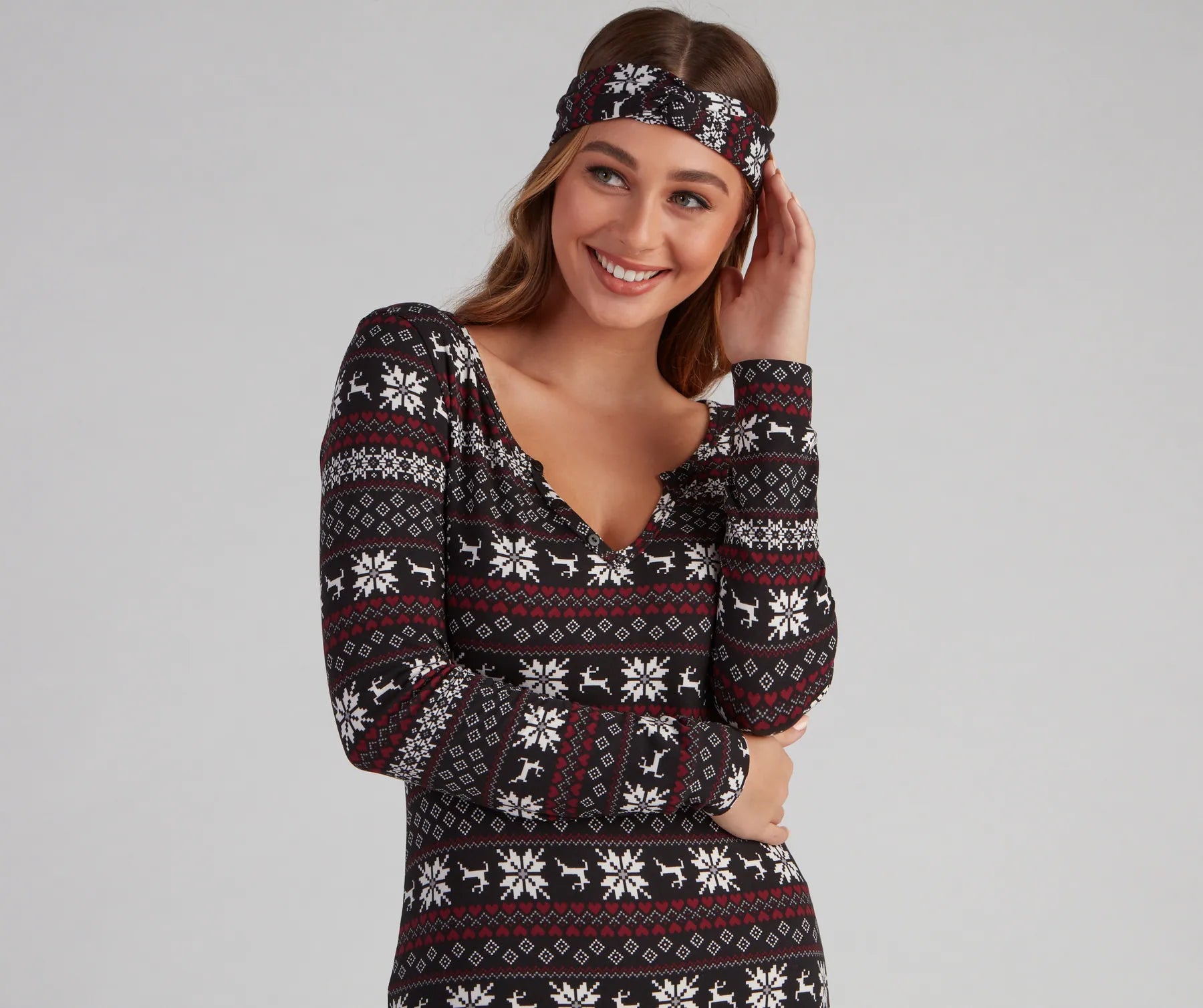 Wish Come True Fair Isle Cozy Onesie And Headband Set - Image 3