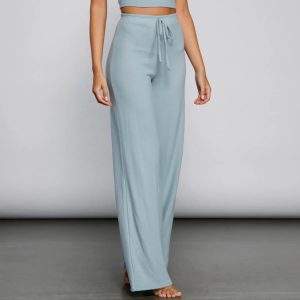 Sleeping In Wide-Leg Pajama Pants