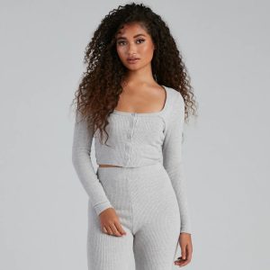 Stylishly Snug Henley Pajama Top