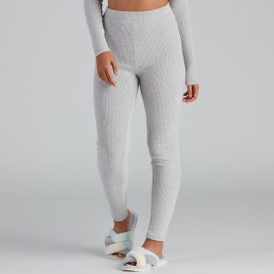 Stylishly Snug Rib-Knit Pajama Leggings