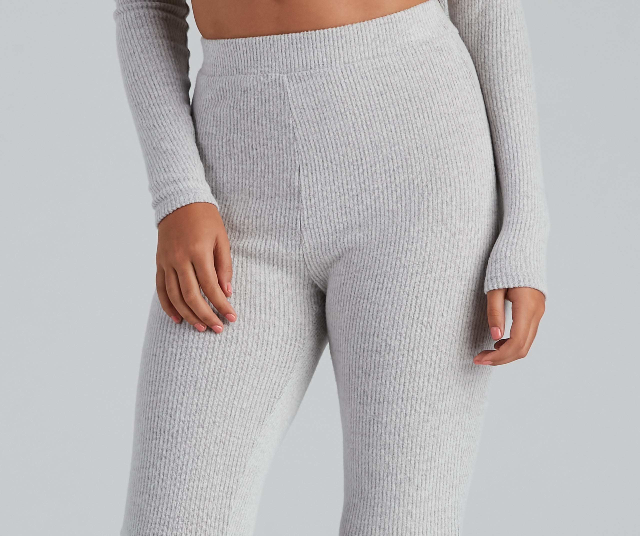 Stylishly Snug Rib-Knit Pajama Leggings - Image 4