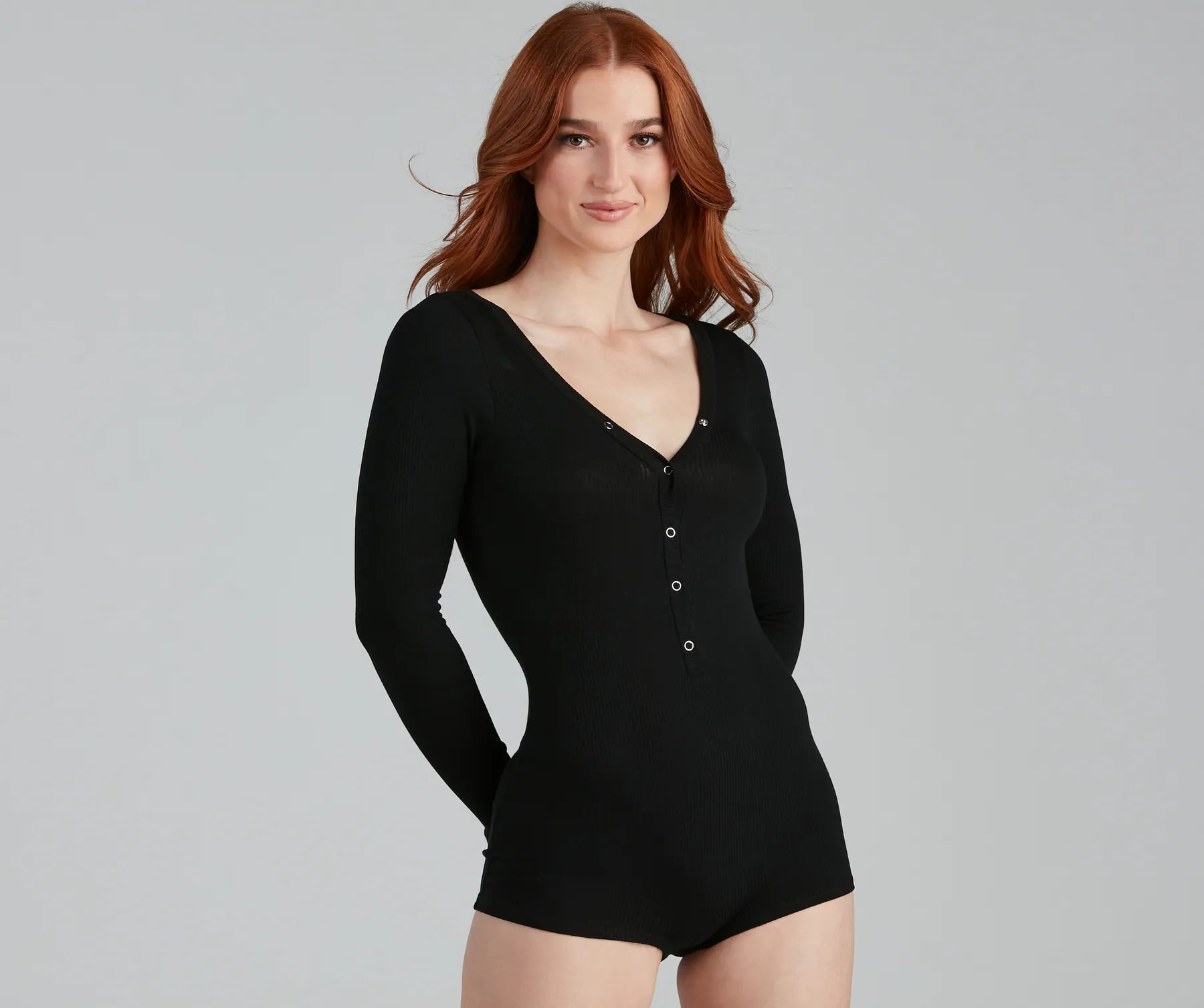 Out Of Office Henley Pajama Romper - Image 3