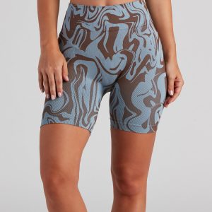 Retro Swirls High Waist Seamless Shorts
