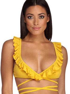 Hot Wrap Ruffle Swim Top