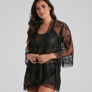 Lace And Love Short Robe And Panty Set