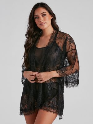 Lace And Love Short Robe And Panty Set