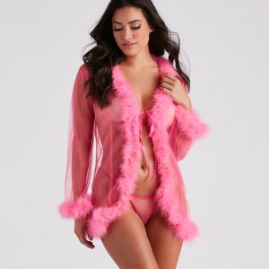 Fab And Flirtatious Feather Robe And Panty Set