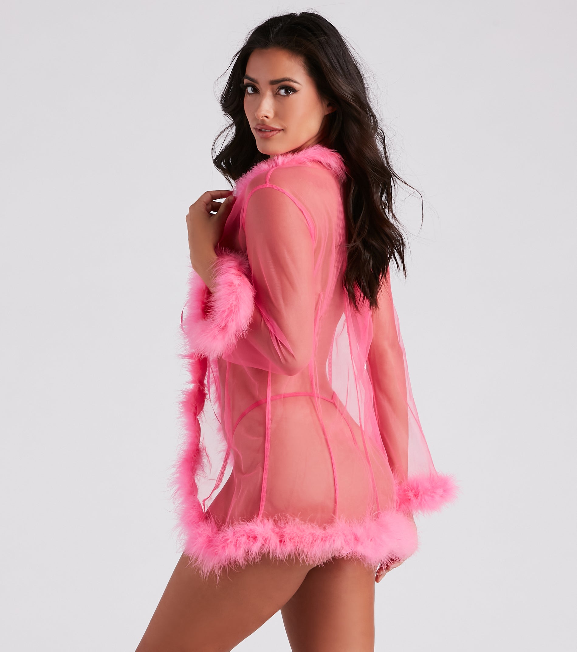 Fab And Flirtatious Feather Robe And Panty Set - Image 2