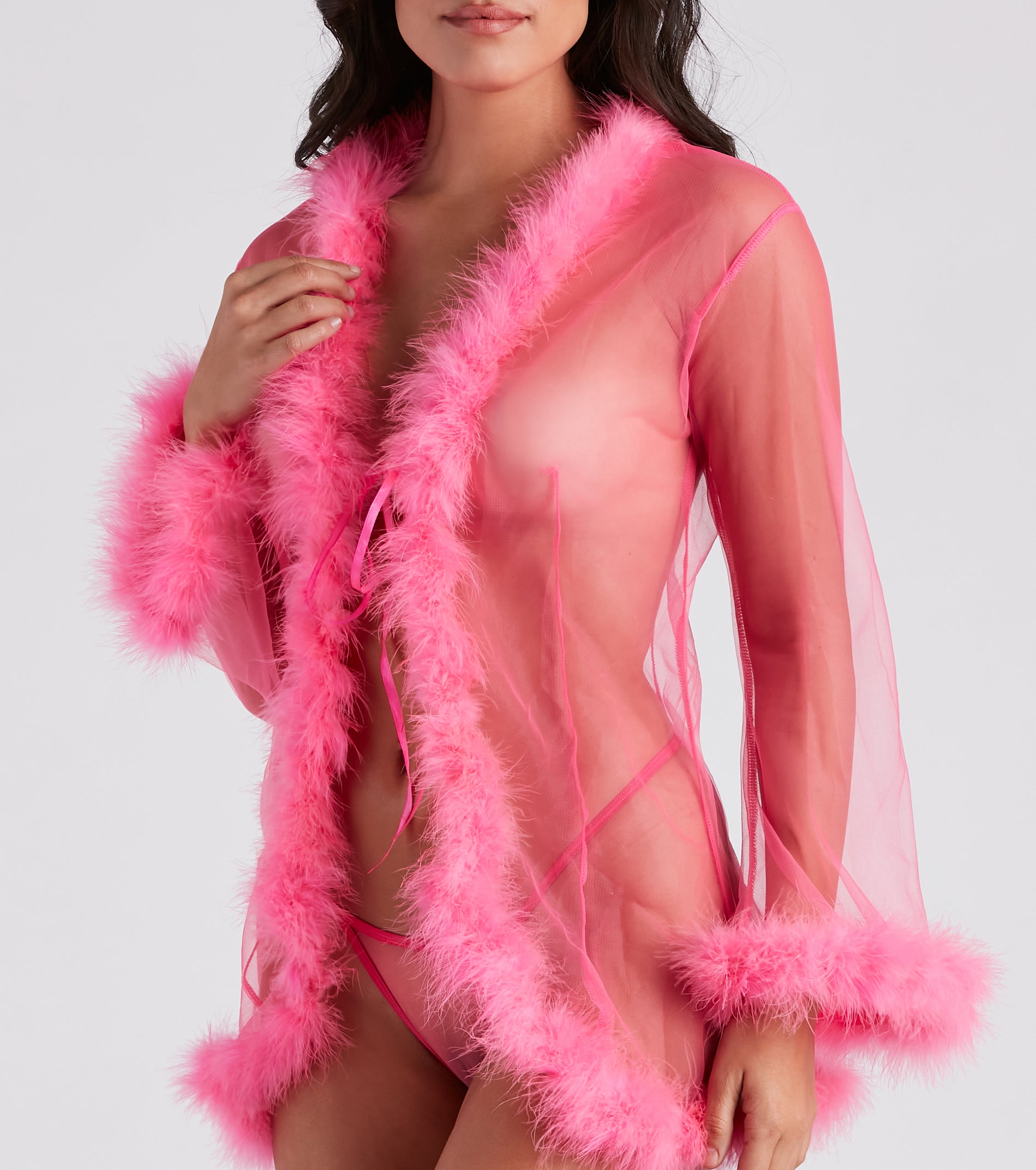 Fab And Flirtatious Feather Robe And Panty Set - Image 3