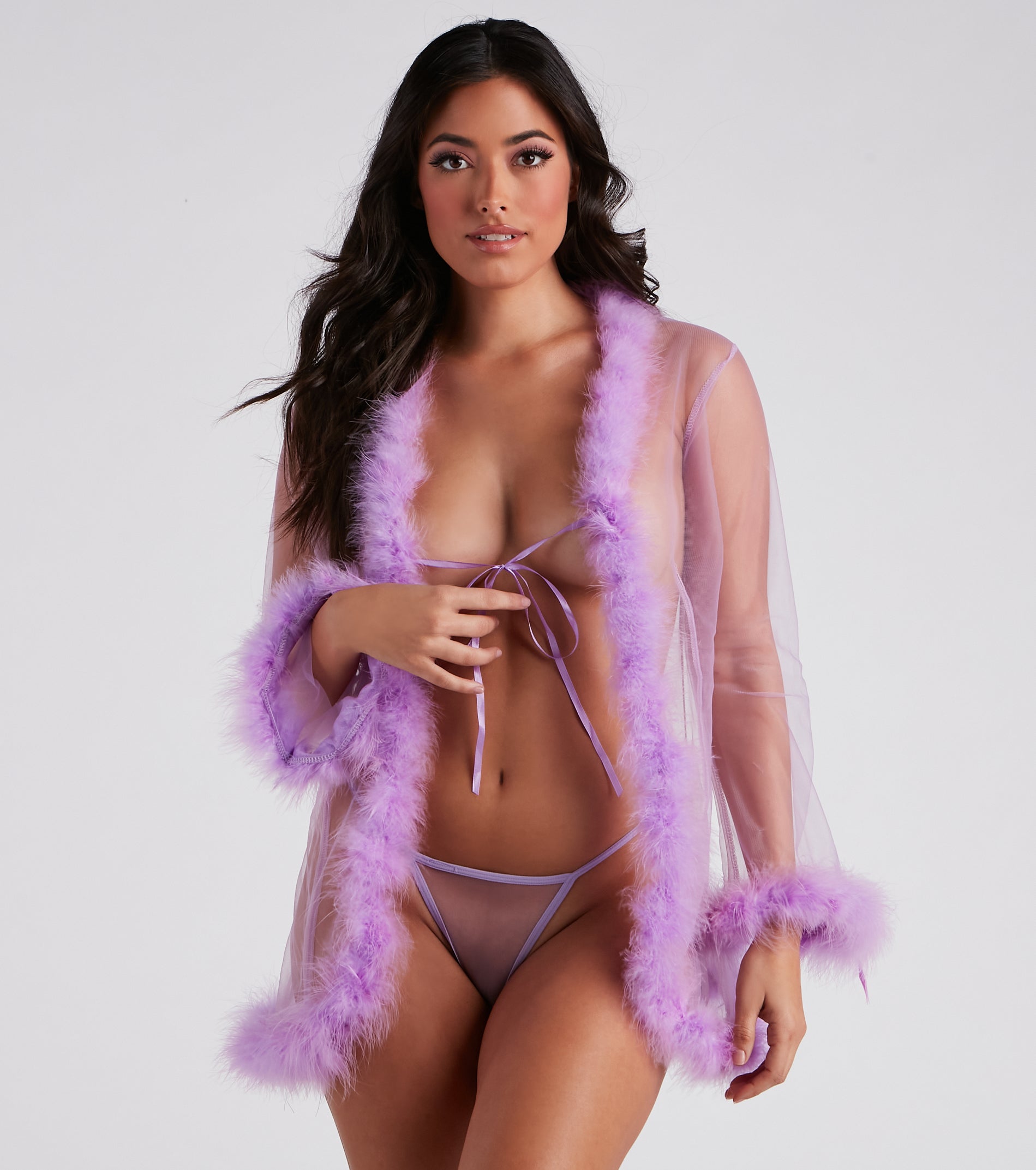 Fab And Flirtatious Feather Robe And Panty Set - Image 6