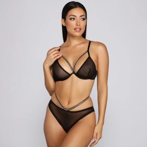 Rhinestone Caged Bra And Panty Set