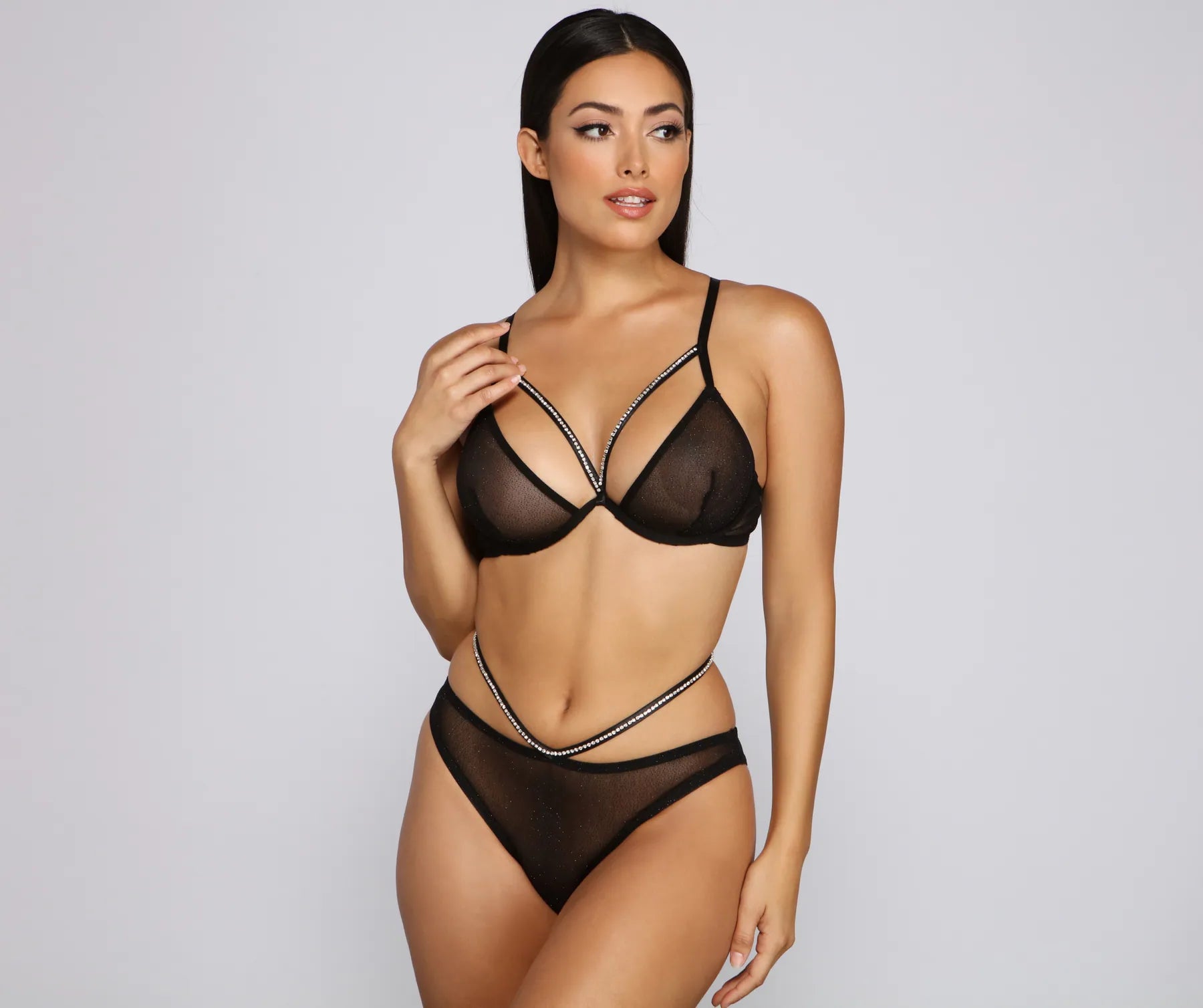 Rhinestone Caged Bra And Panty Set - Image 2