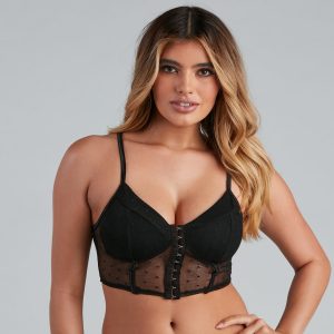 Chic Spotted Mesh Dot Longline Bralette