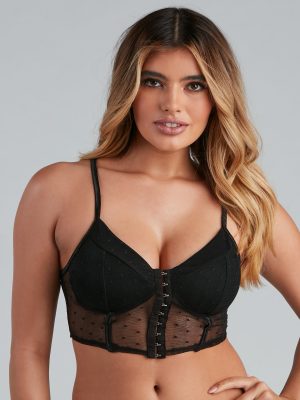 Chic Spotted Mesh Dot Longline Bralette
