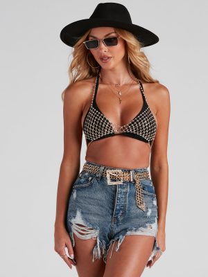 Statement Rhinestone Chain Bra