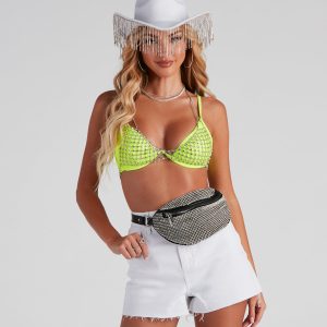 Catching Glam Rhine Net Chain Bra