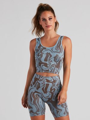 Retro Swirls Seamless Longline Bralette