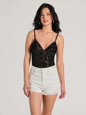 Attention Getter V-Neck Sheer Mesh Bodysuit