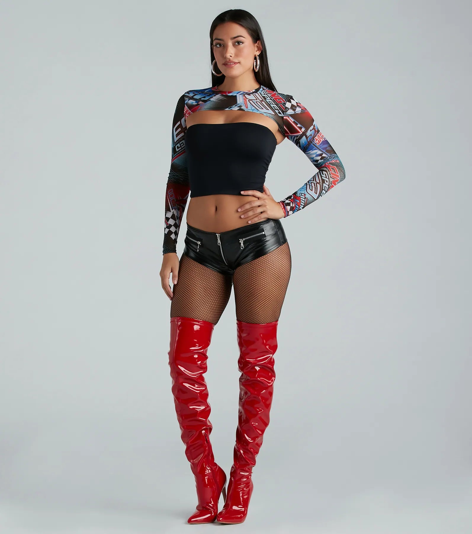Edgy Halloween Faux Leather Cheeky Shorts - Image 2