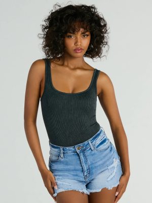 Simply Effortless Square Neck Rib Knit Bodysuit