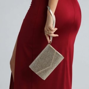 Bling On The Glamour Rhinestone Metallic Clutch