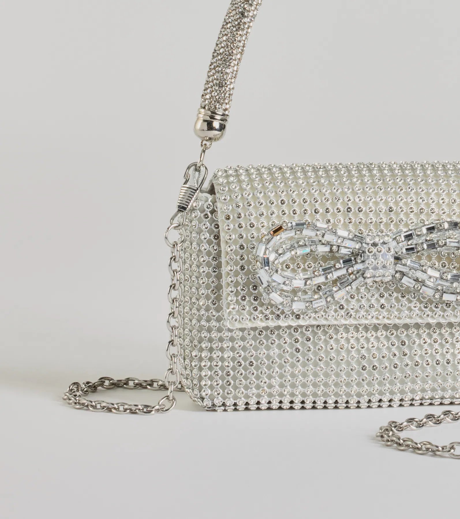 Glittering Aesthetic Rhinestone Bow Mini Purse - Image 2