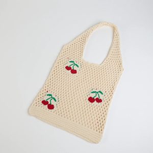 Simply Sweet Cherry Crochet Knit Tote Bag