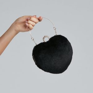 Heart Beat Faux Fur Ring Clutch