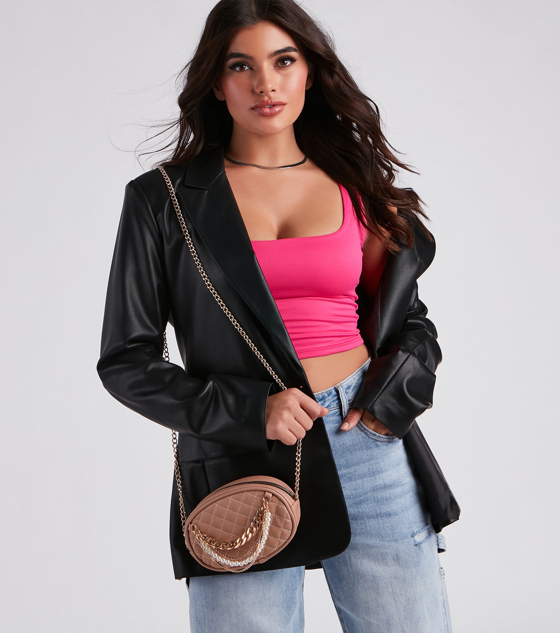 Simply Fab Pearl Detail Crossbody Bag - Image 2