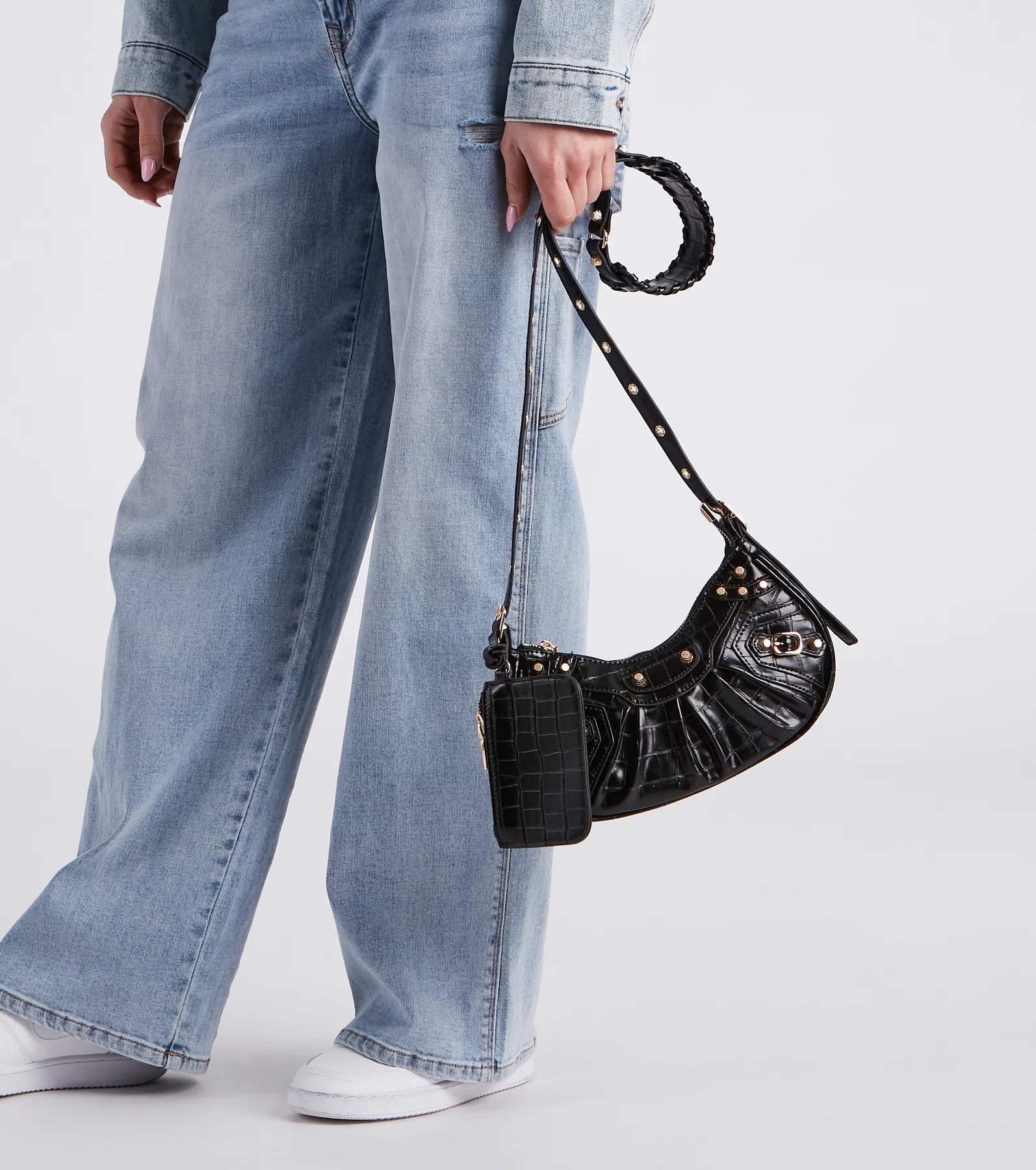 Rule The Scene Stud Shoulder Bag With Pouch - Image 2