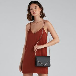 Class Act Faux Leather Envelope Crossbody Bag