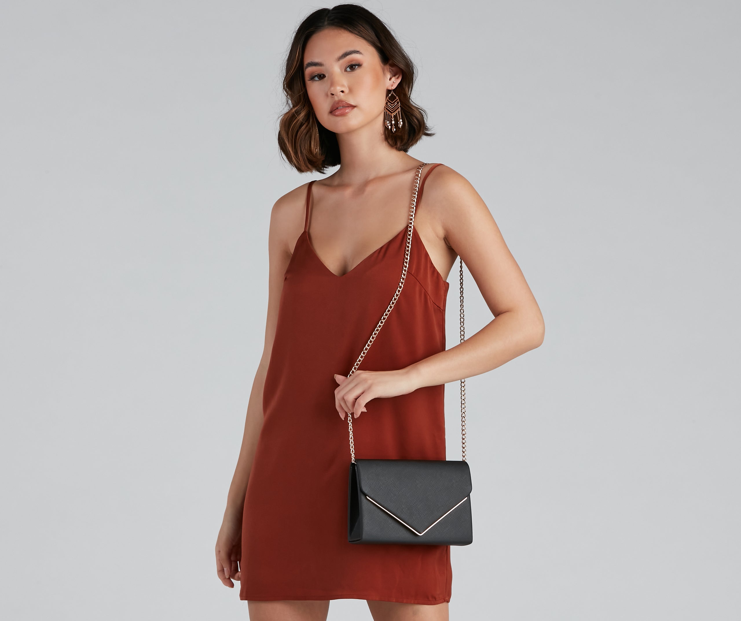 Class Act Faux Leather Envelope Crossbody Bag