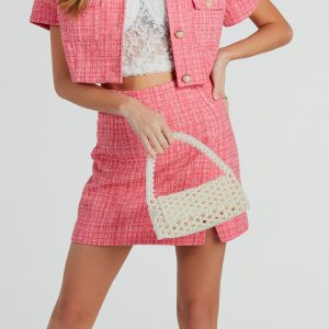 So Posh Faux Pearl Beaded Handbag