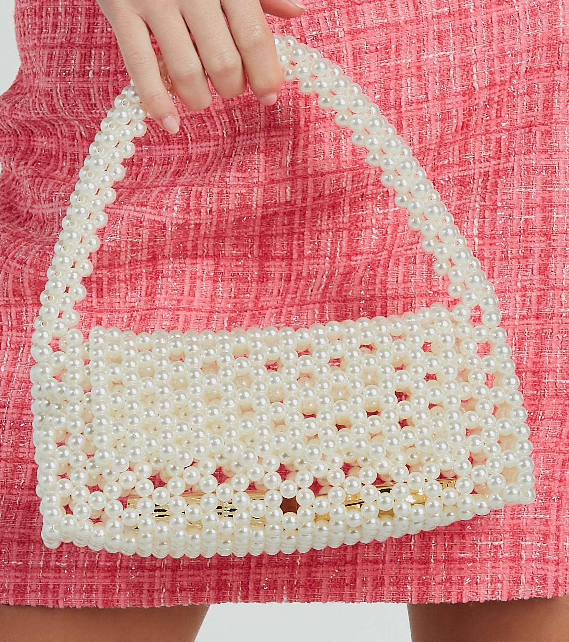So Posh Faux Pearl Beaded Handbag - Image 2