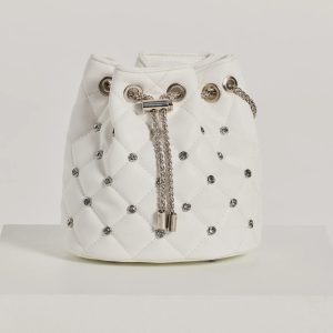 Glam Rhinestone Quilted Bucket Bag