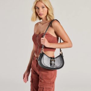 Season Staple Denim Print Faux Leather Shoulder Bag