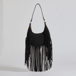Caught In The Fringe Faux Suede Shoulder Bag