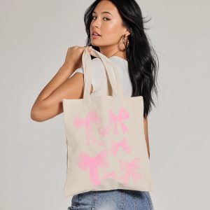 Adorable Effect Bow Canvas Tote Bag