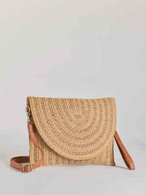Cute Retreat Straw Envelope Clutch Crossbody Bag