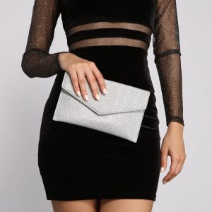 Glow On Glitter Mesh Envelope Clutch