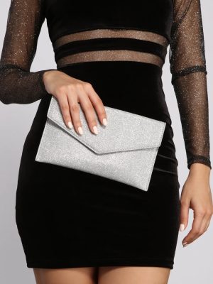 Glow On Glitter Mesh Envelope Clutch